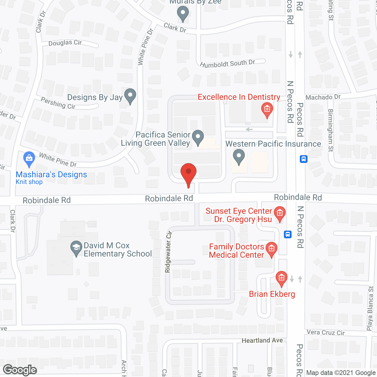Map of the neighborhood around Pacifica Senior Living Green Valley