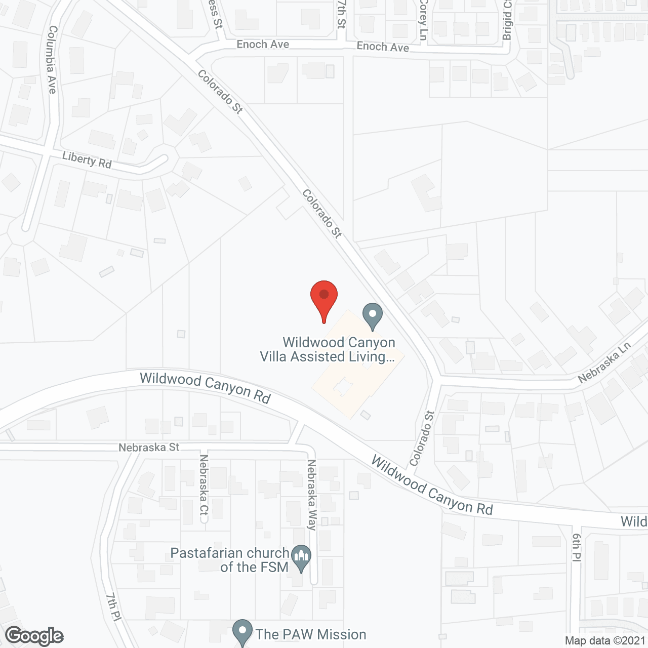 Map of the neighborhood around Wildwood Canyon Villa