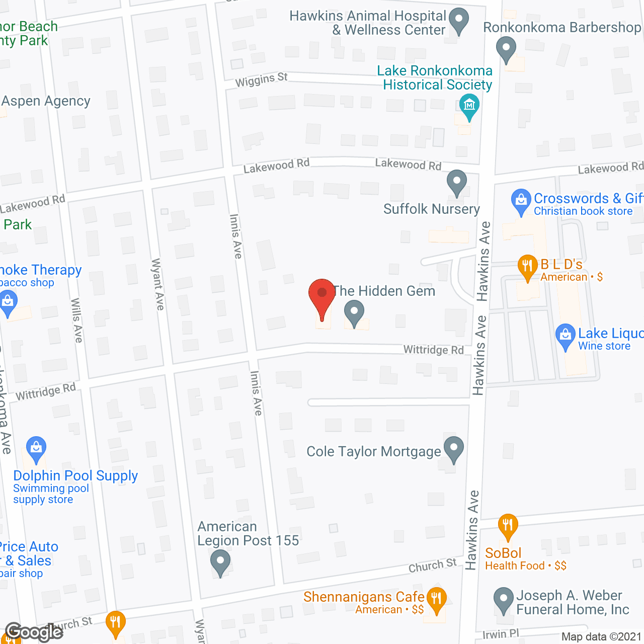Map of the neighborhood around Rodden Villa Home for Adults