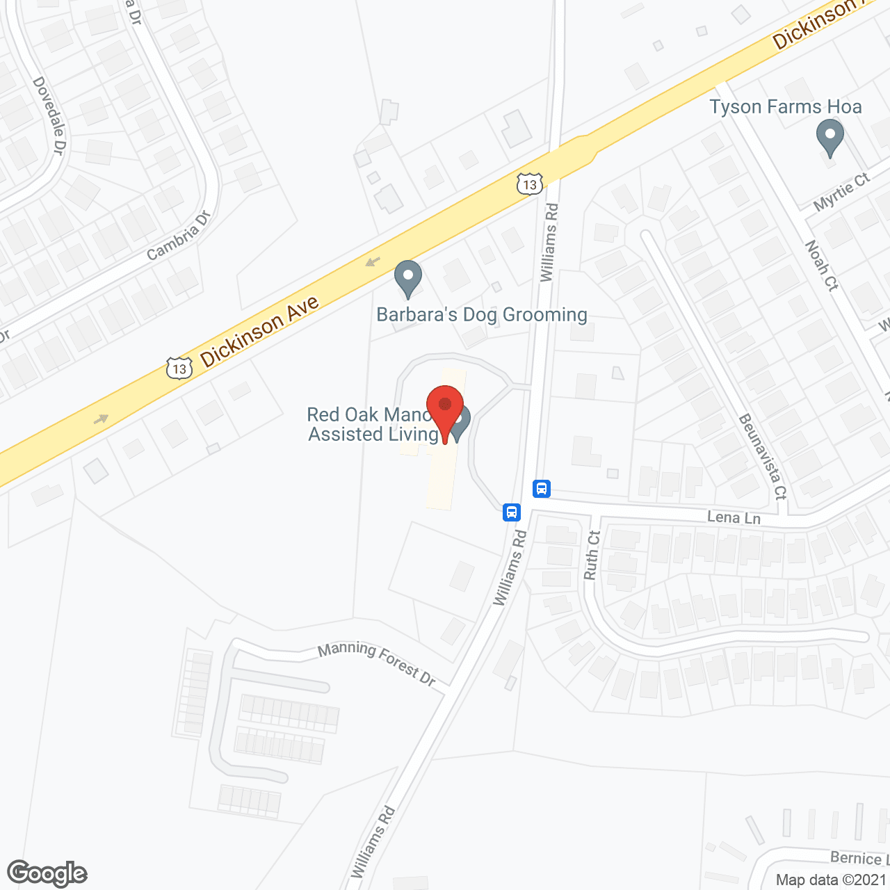 Map of the neighborhood around Red Oak Assisted Living