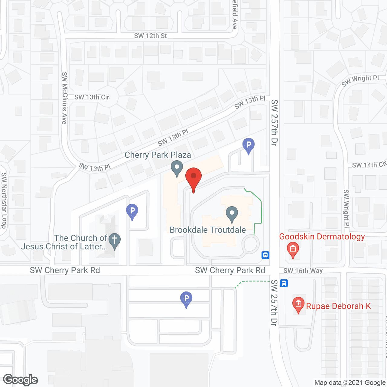 Map of the neighborhood around Cherry Park Plaza