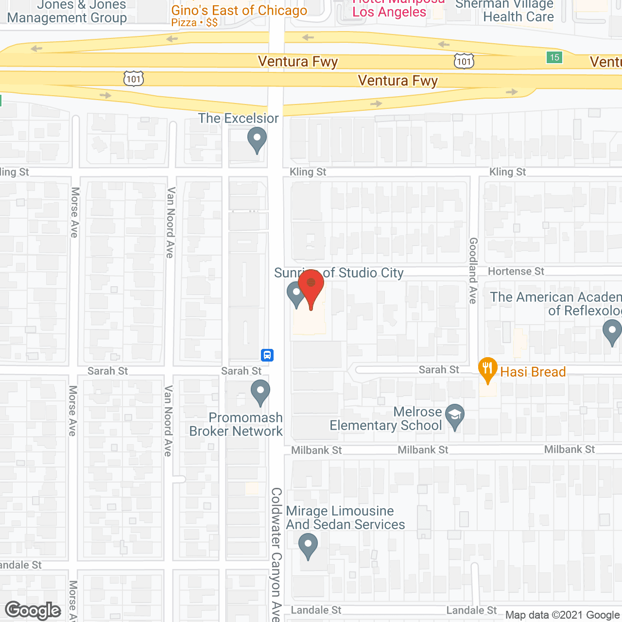 Map of the neighborhood around Ivy Park at Studio City