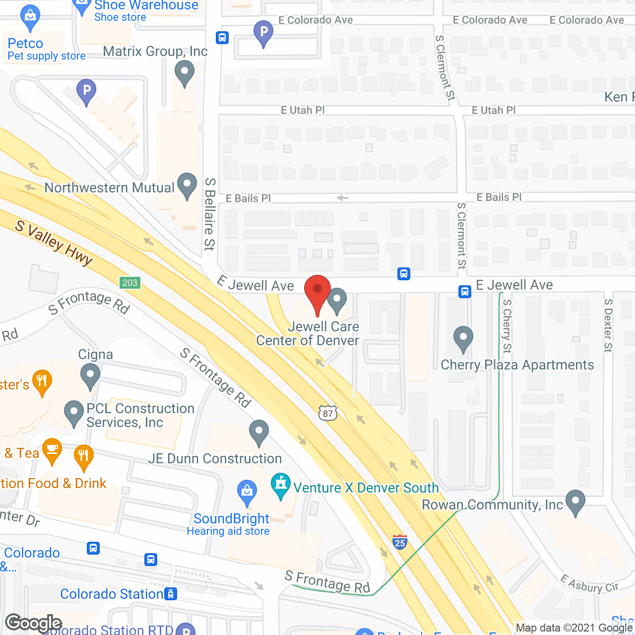 Map of the neighborhood around Red Rocks Healthcare Center/Mariner