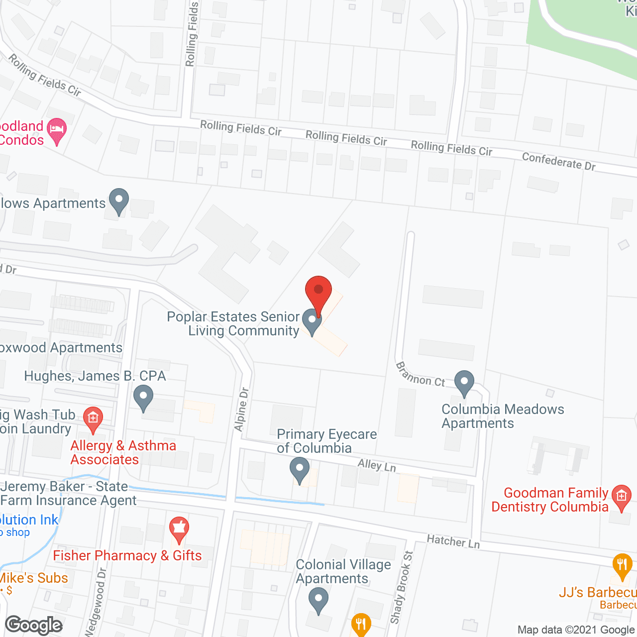 Map of the neighborhood around Poplar Estates and The Gardens