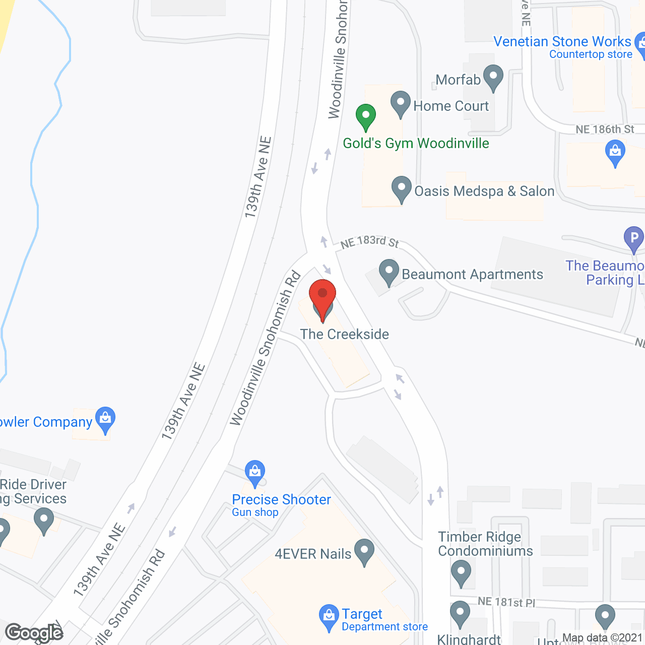 Map of the neighborhood around The Creekside