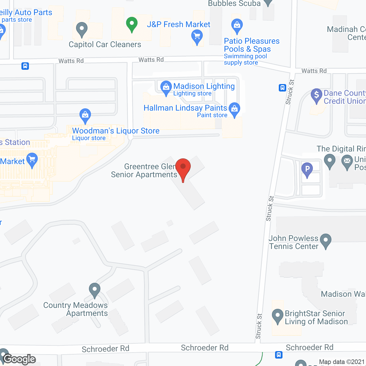 Map of the neighborhood around Greentree Glen