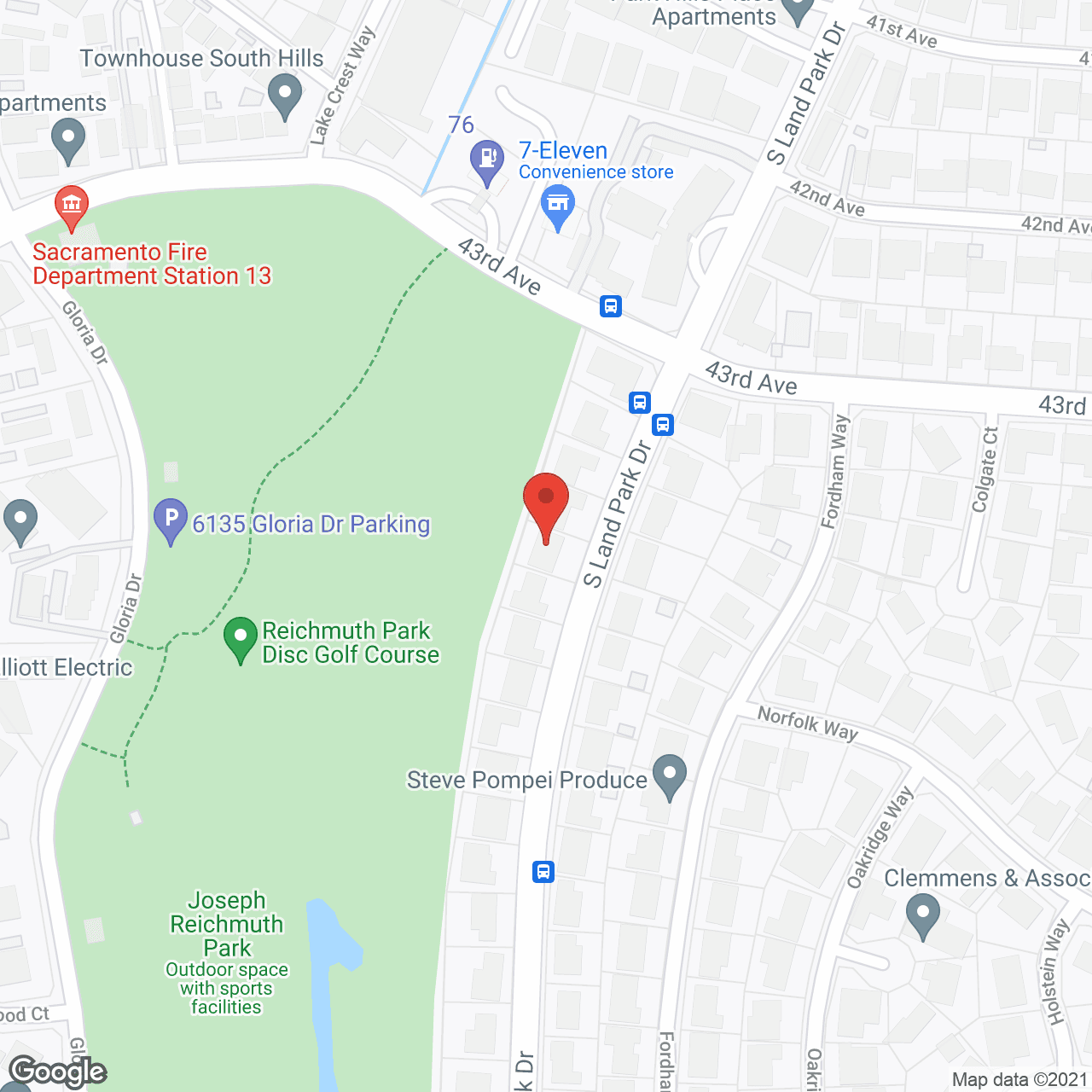 Map of the neighborhood around Land Park Place