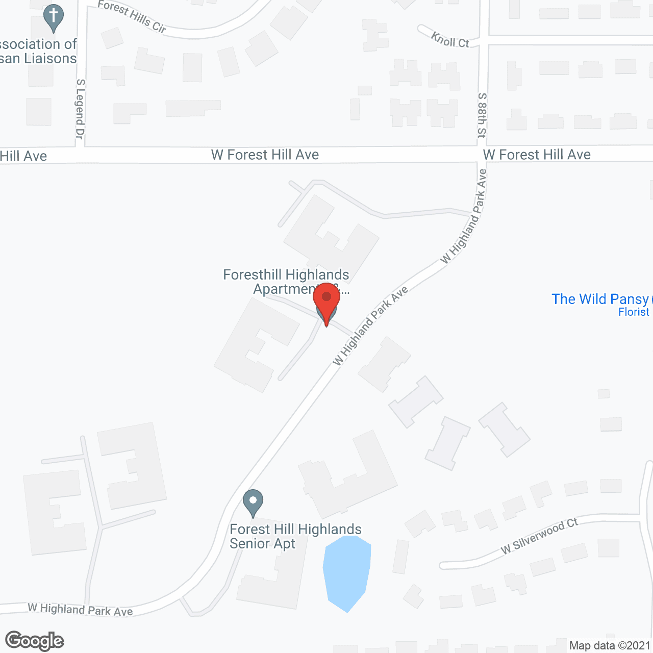 Map of the neighborhood around Foresthill Highlands Apartments 55+