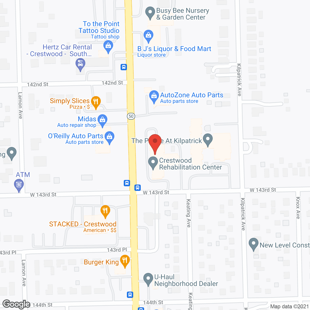 Map of the neighborhood around Symphony of Crestwood