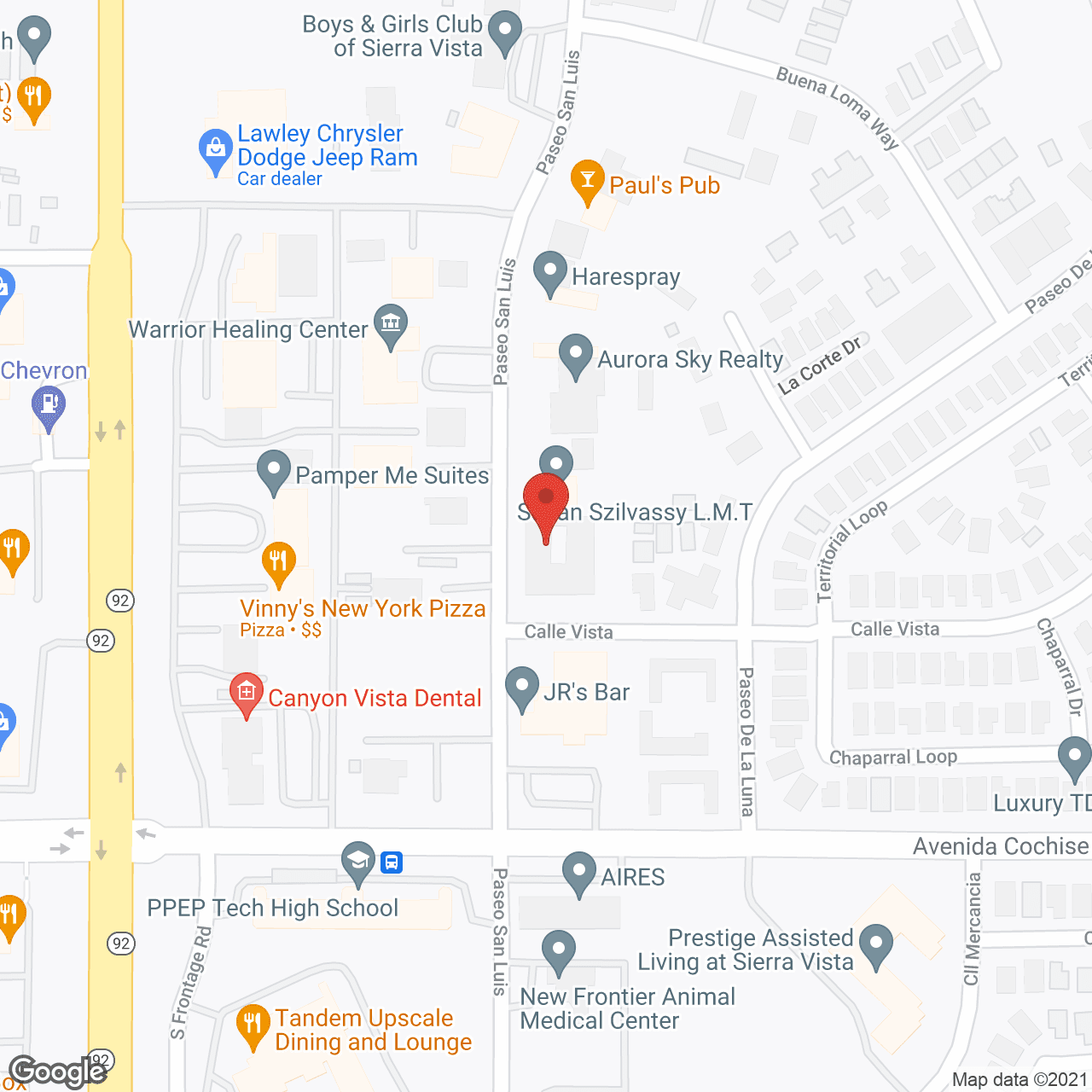 Map of the neighborhood around Villa Vista
