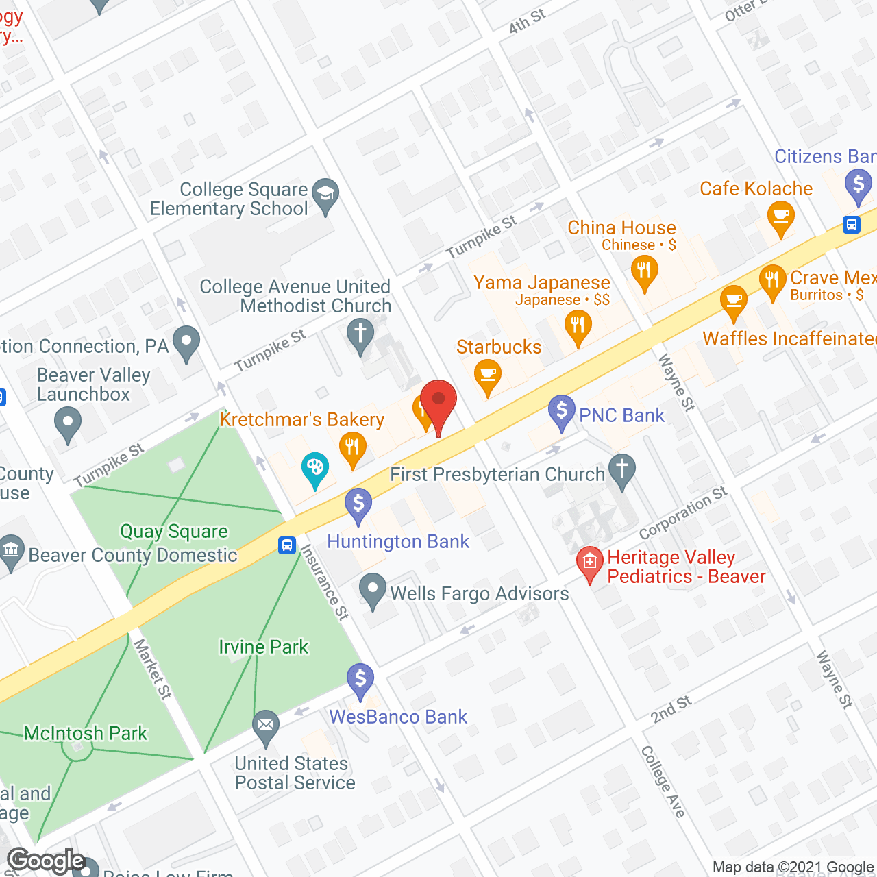 Map of the neighborhood around Beaver Meadows