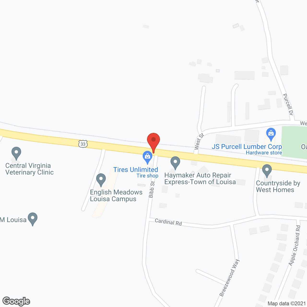 Map of the neighborhood around Spring Oak at Louisa