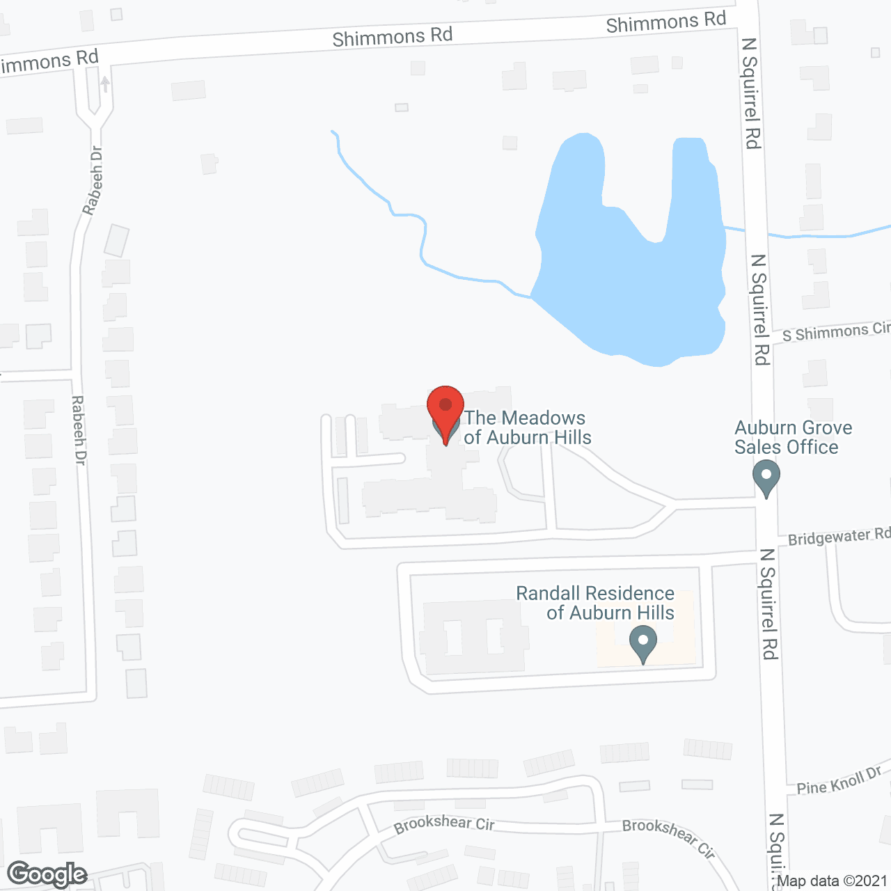 Map of the neighborhood around The Meadows of Auburn Hills