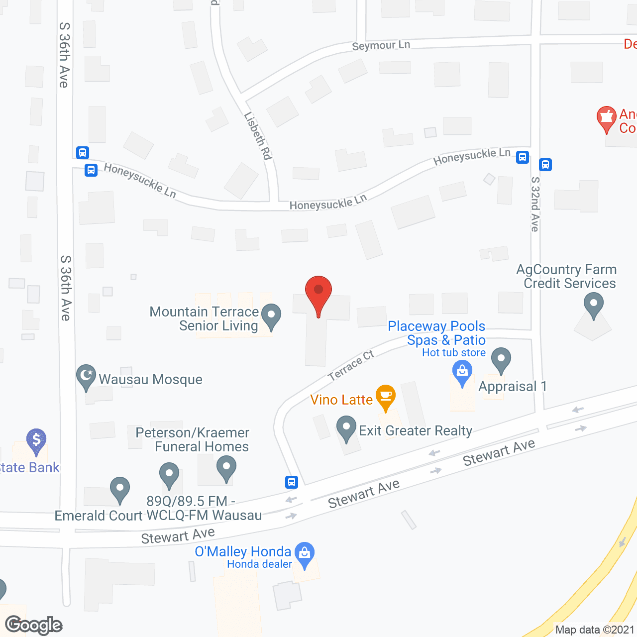 Map of the neighborhood around Mountain Terrace Senior Living RCAC