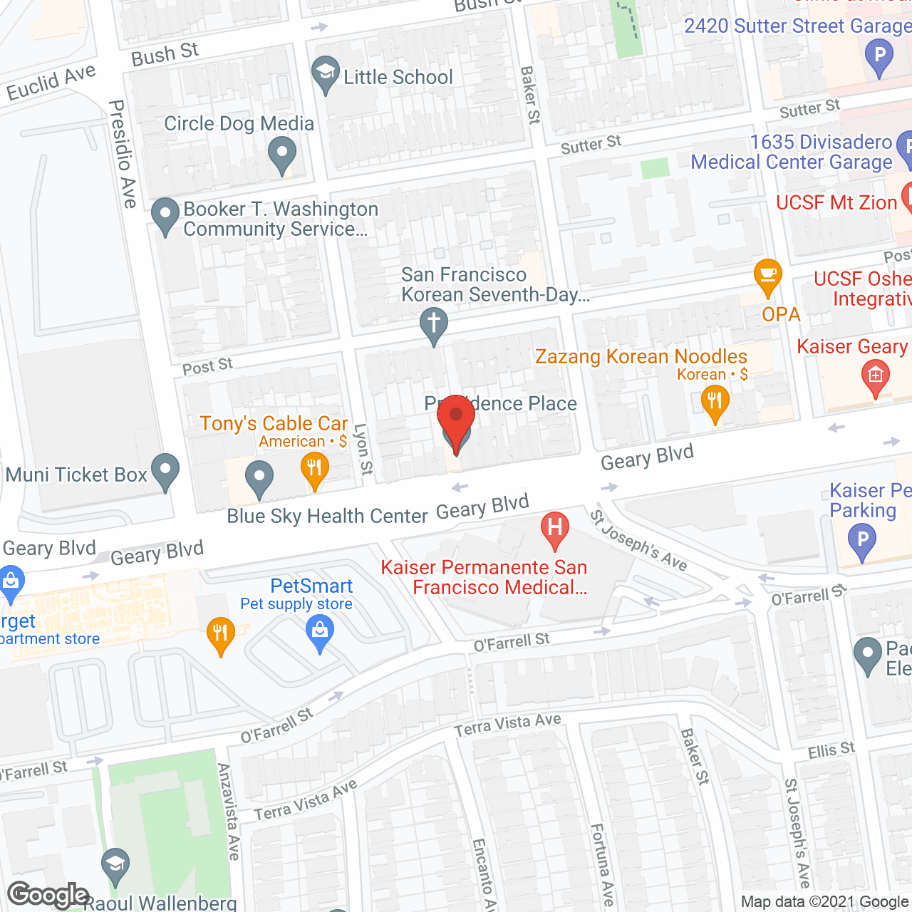 Map of the neighborhood around Providence Place