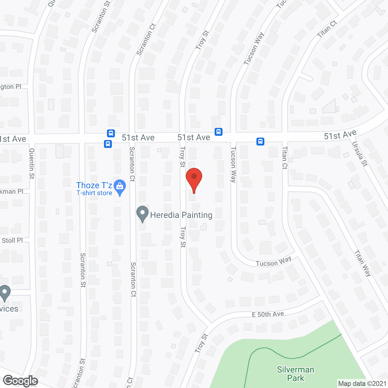 Map of the neighborhood around Ty's House, LLC.