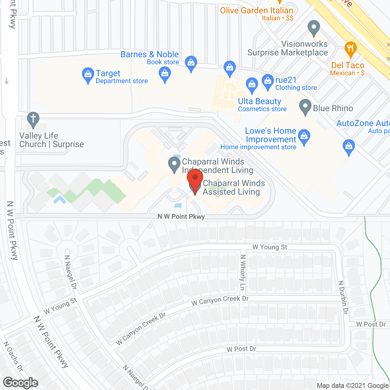 Map of the neighborhood around Chaparral Winds Assisted Living and Memory Care