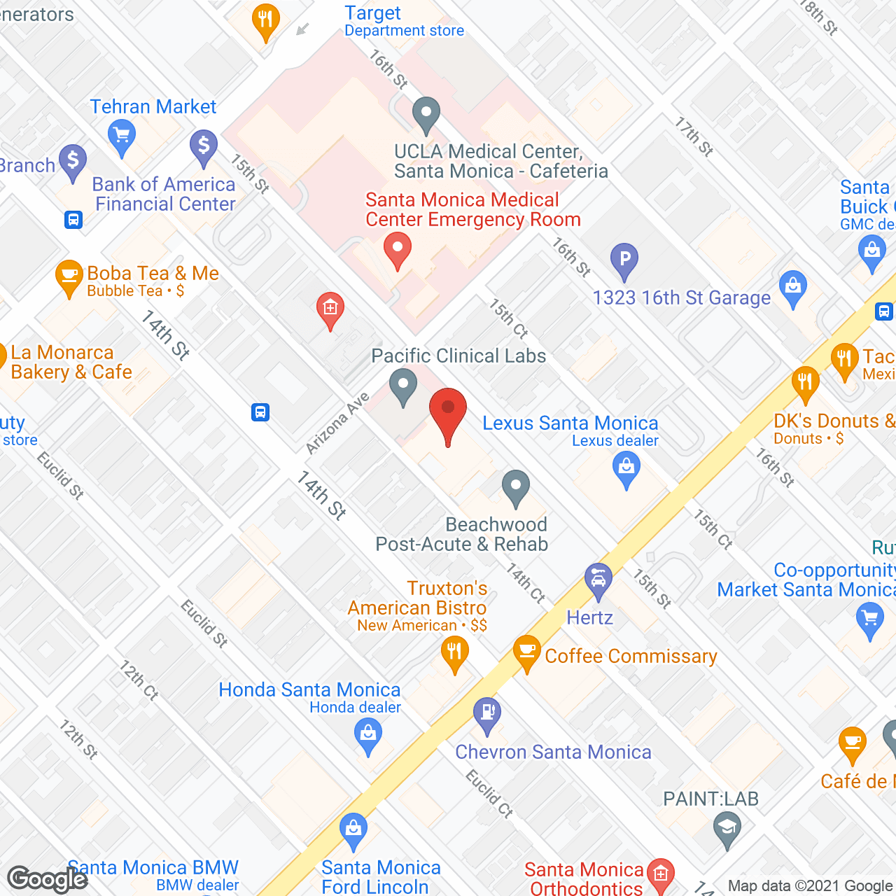 Map of the neighborhood around Ivy Park at Santa Monica