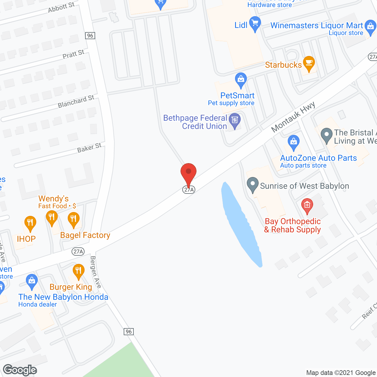 Map of the neighborhood around Sunrise of West Babylon