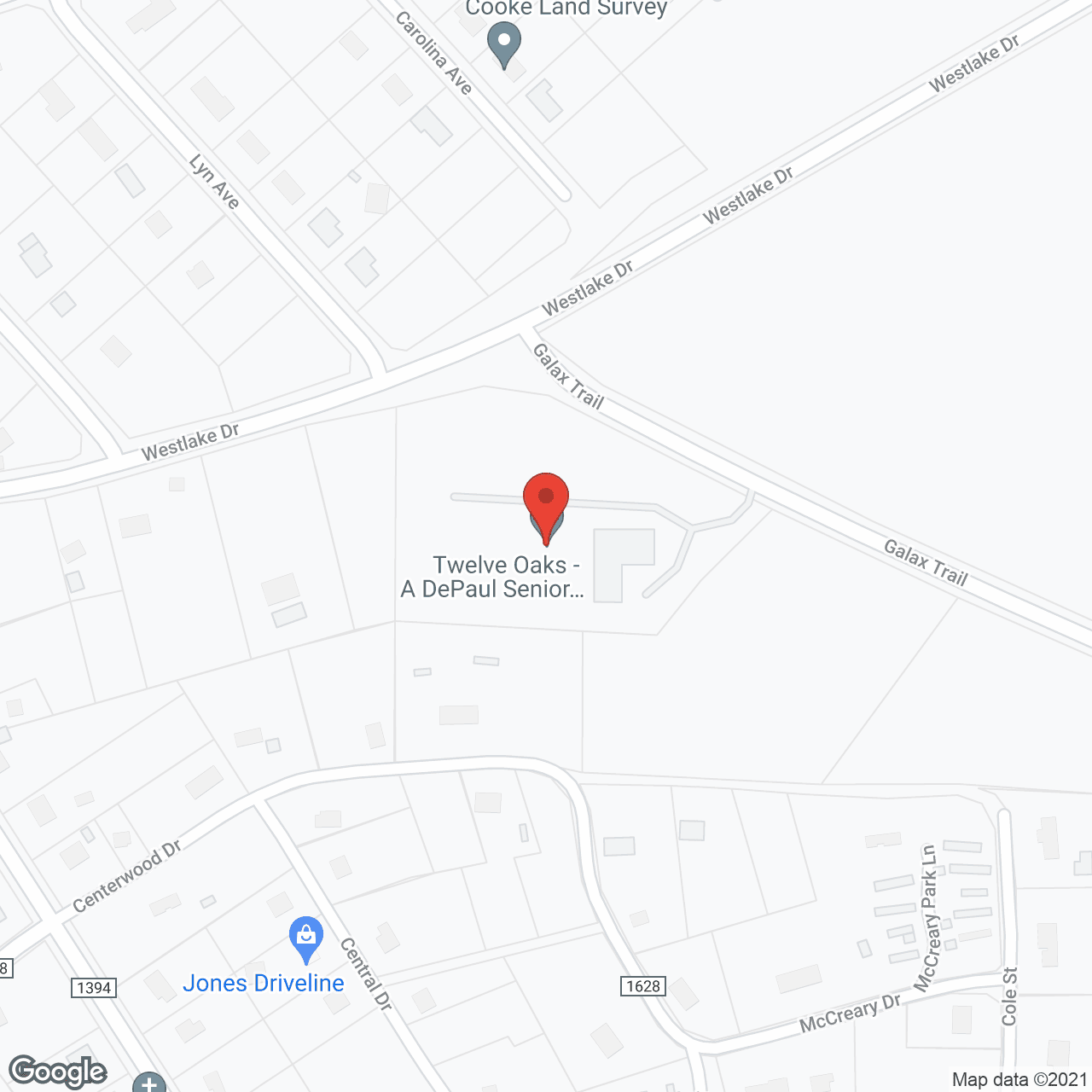 Map of the neighborhood around Twelve Oaks