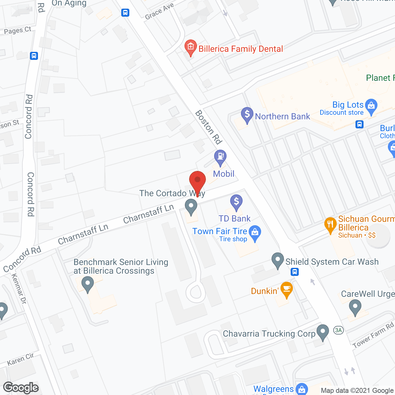 Map of the neighborhood around Benchmark Senior Living at Billerica Crossings