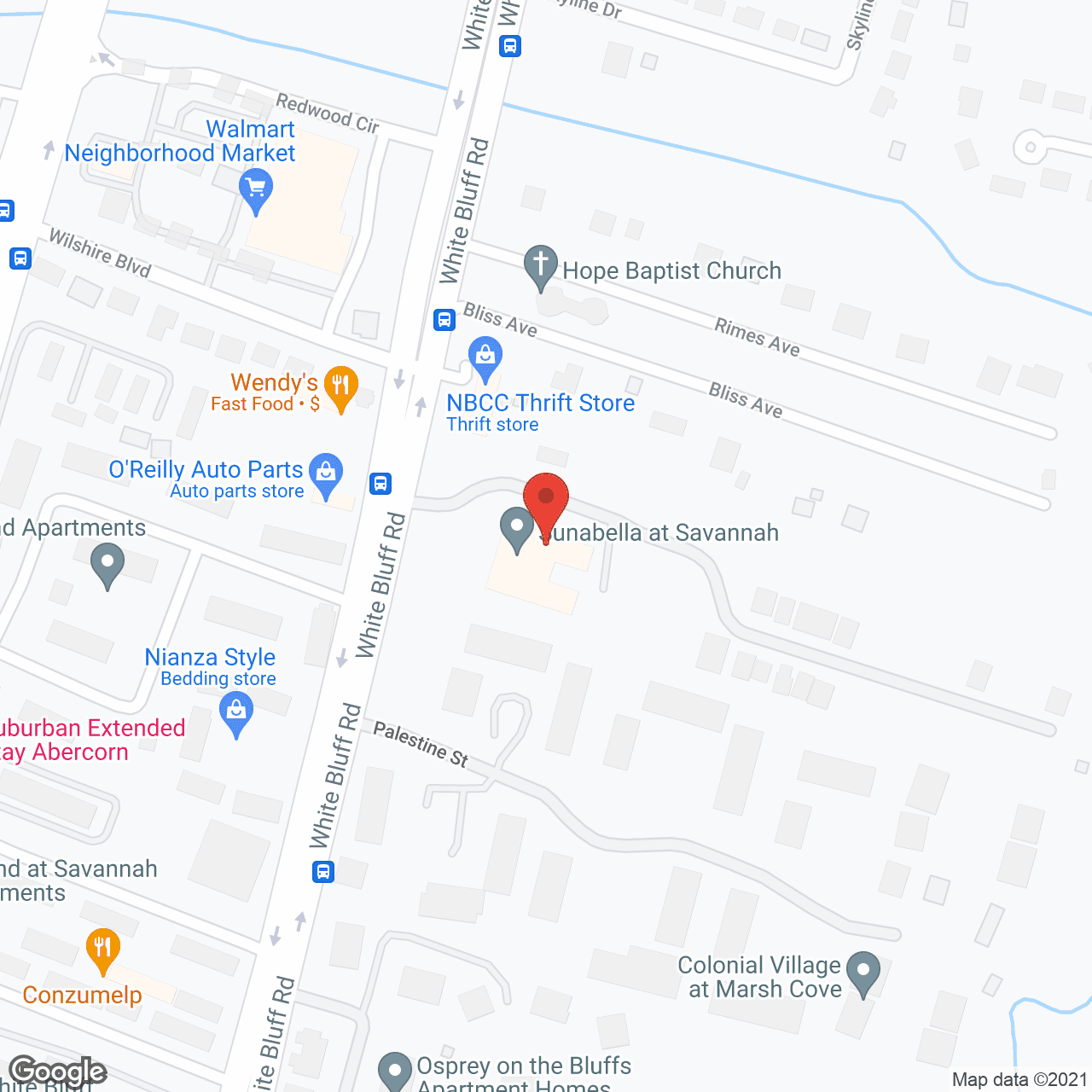 Map of the neighborhood around Sunabella at Savannah