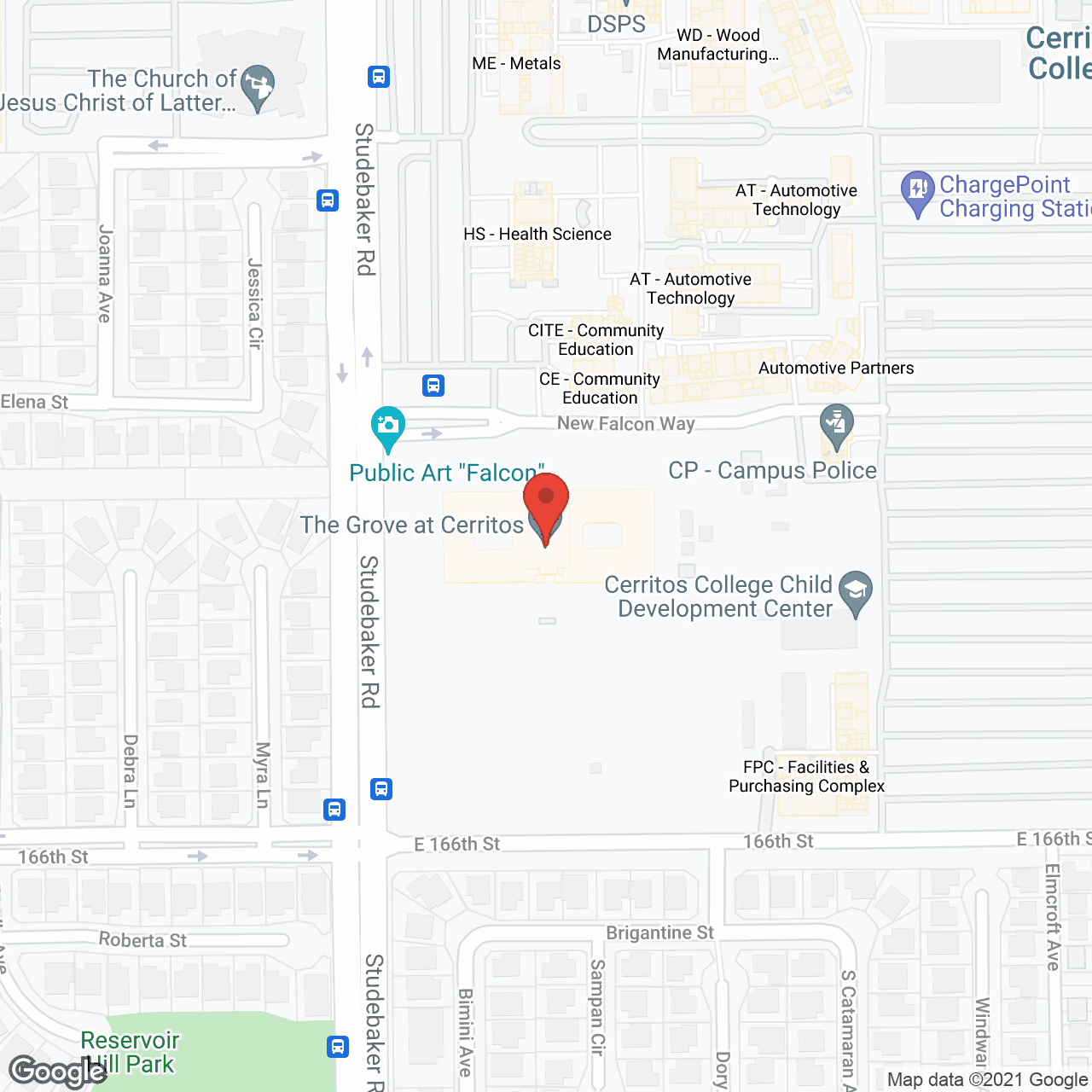 Map of the neighborhood around Ivy Park at Cerritos