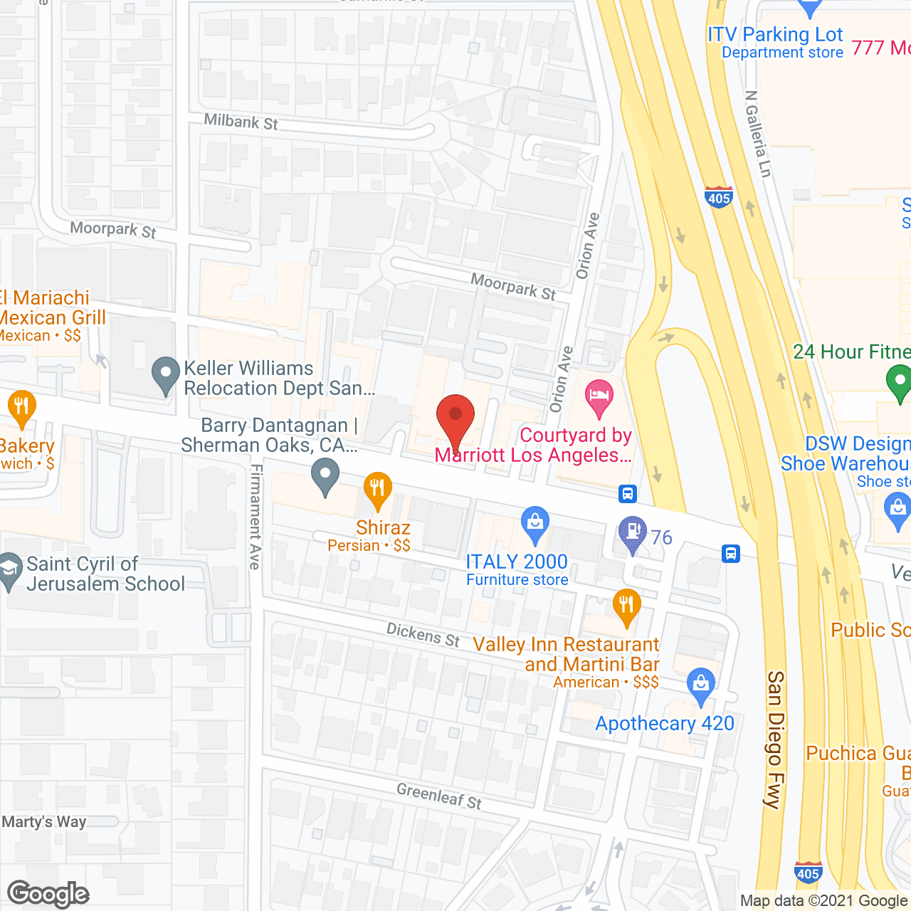 Map of the neighborhood around Belmont Village Encino