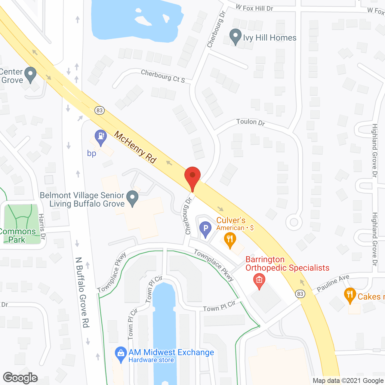 Map of the neighborhood around Belmont Village Buffalo Grove