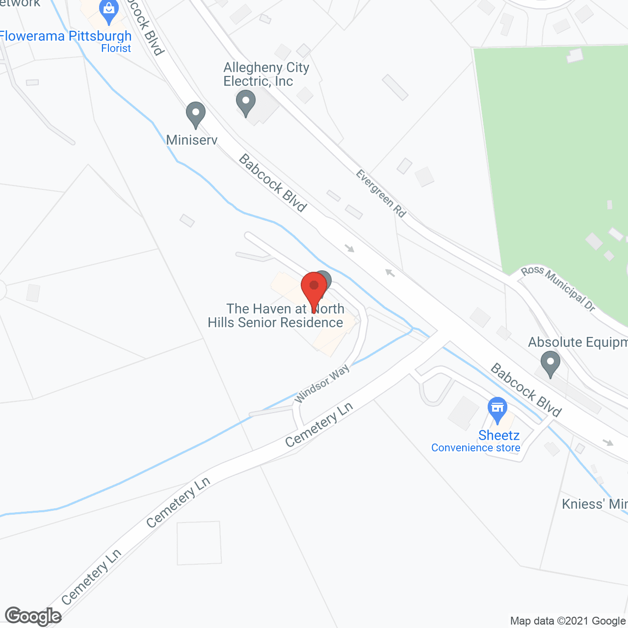 Map of the neighborhood around The Haven at North Hills Senior Residence