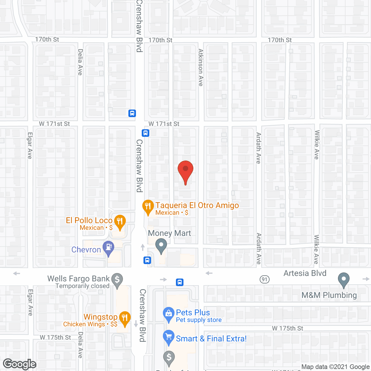 Map of the neighborhood around Morningside Terrace