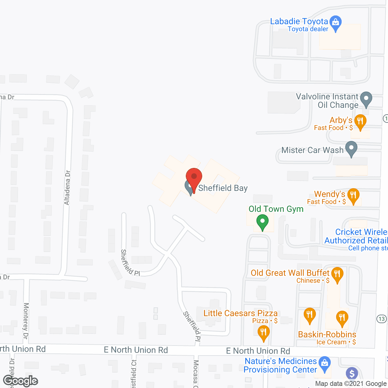 Map of the neighborhood around Sheffield Bay