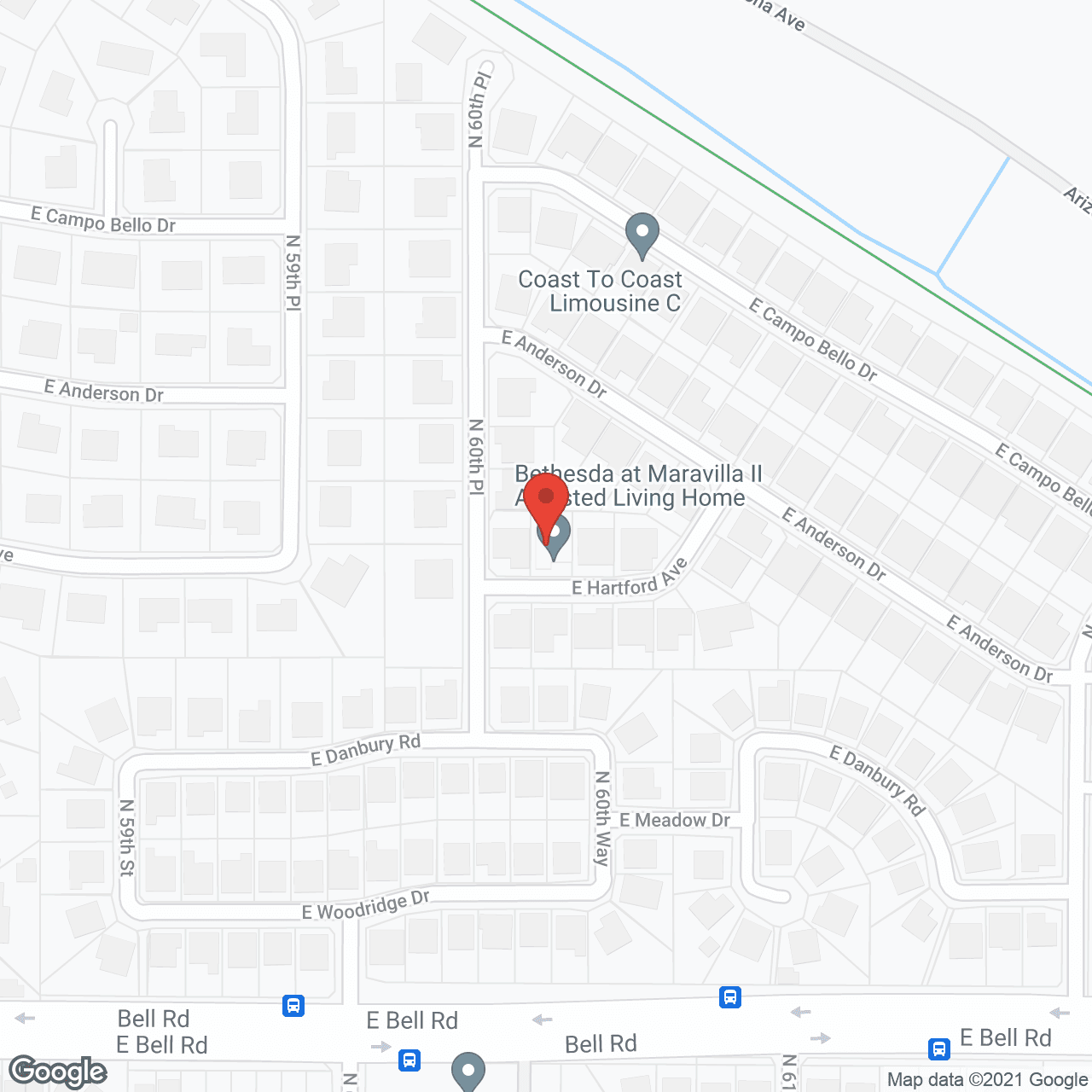 Map of the neighborhood around Bethesda at Maravilla