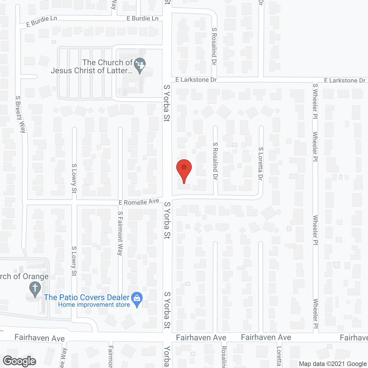 Map of the neighborhood around Rose Garden Board and Care