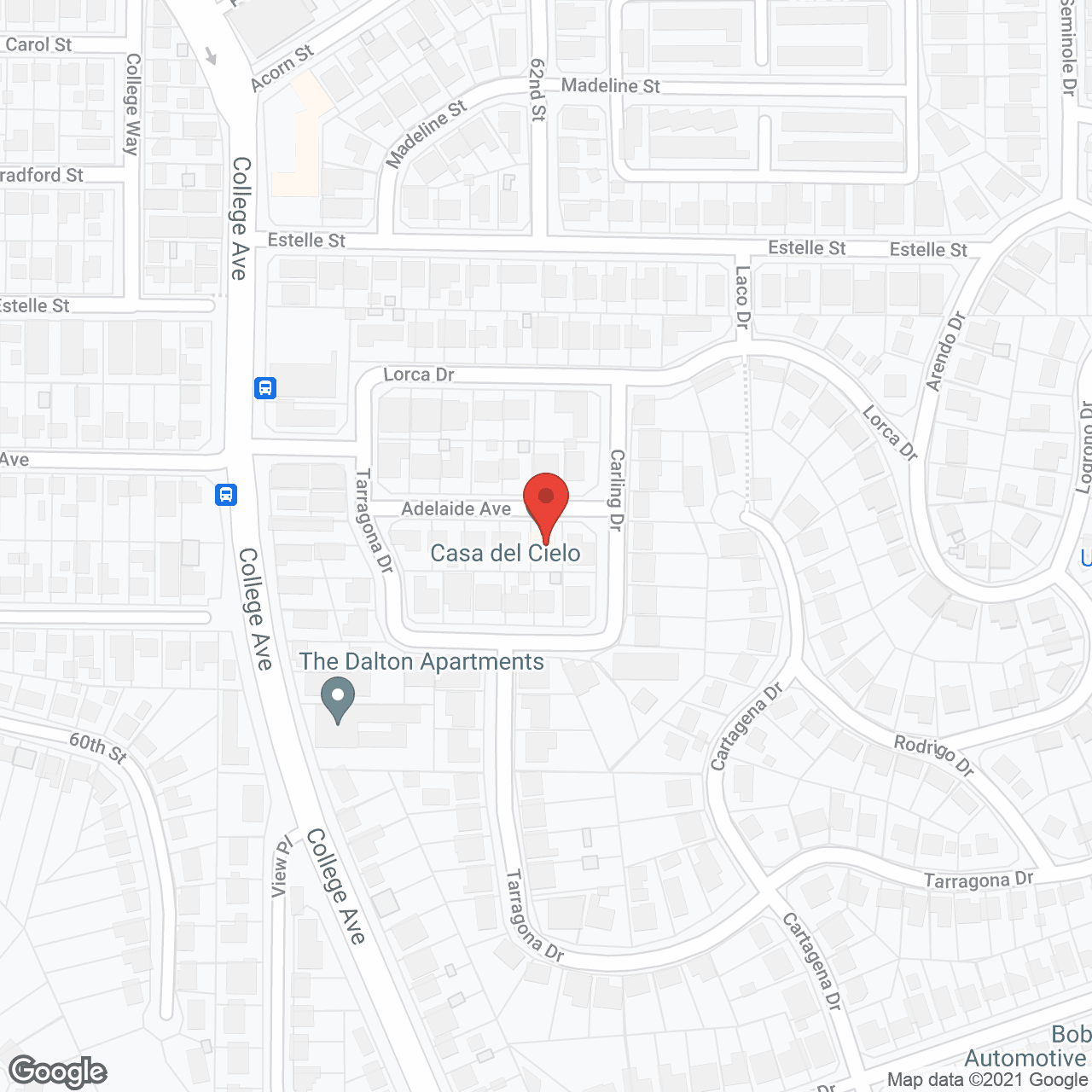Map of the neighborhood around Casa Del Cielo Residential Care Facility for the Elderly