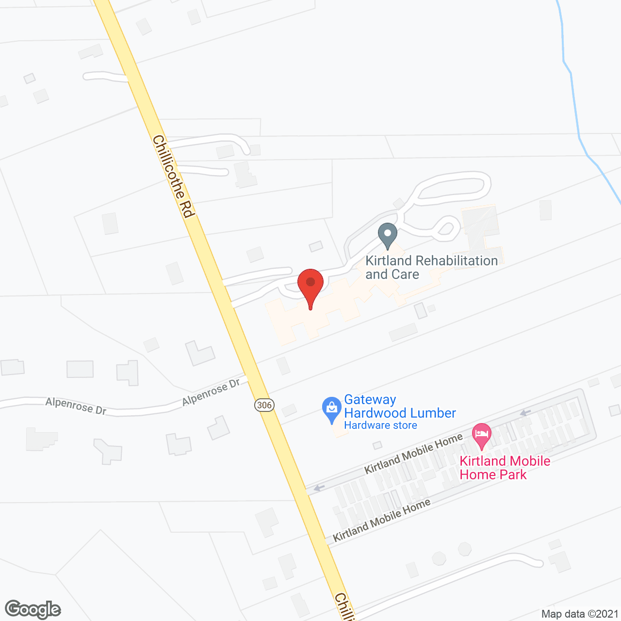Map of the neighborhood around Kirtland Rehabilitation and Care