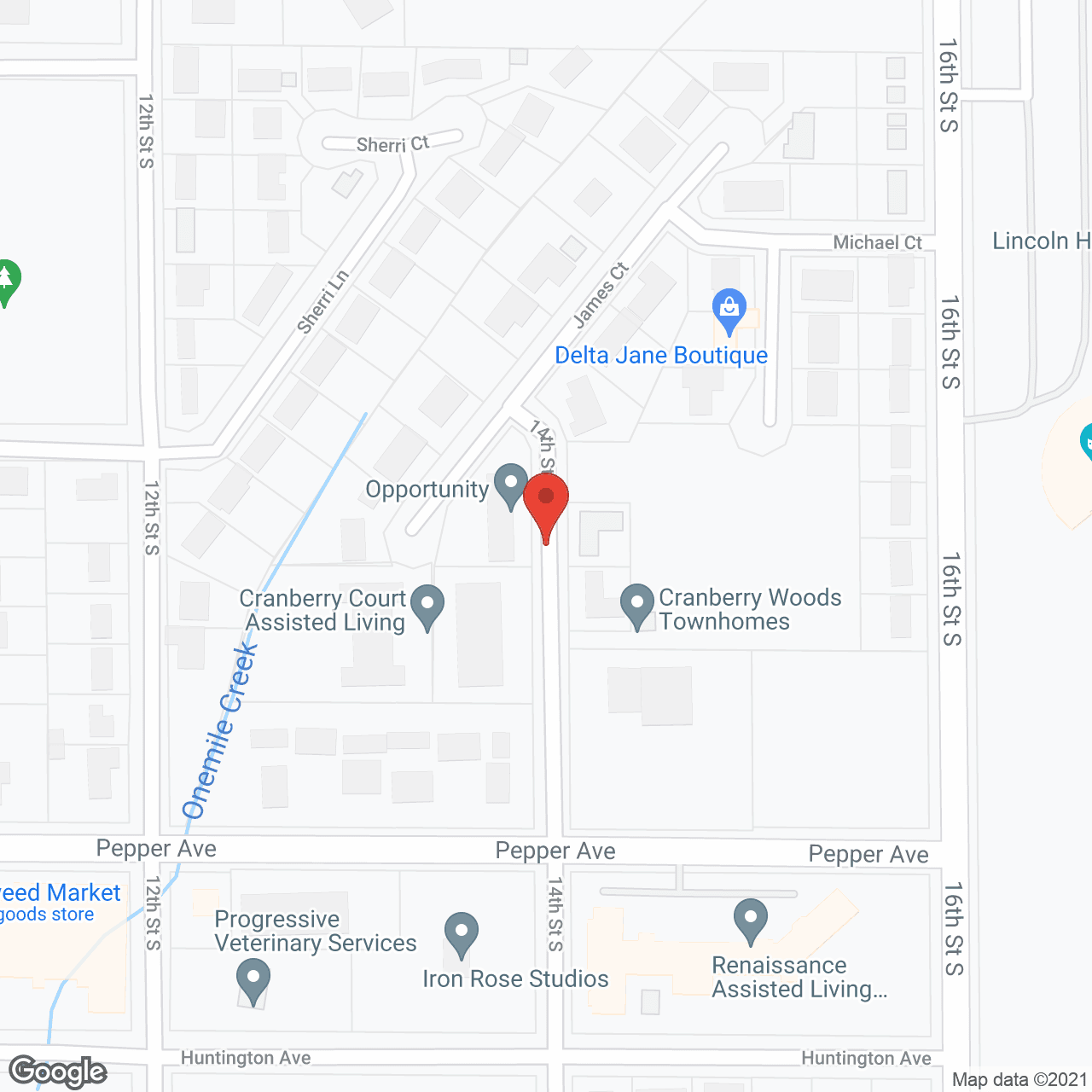 Map of the neighborhood around Cranberry Court Assisted Living