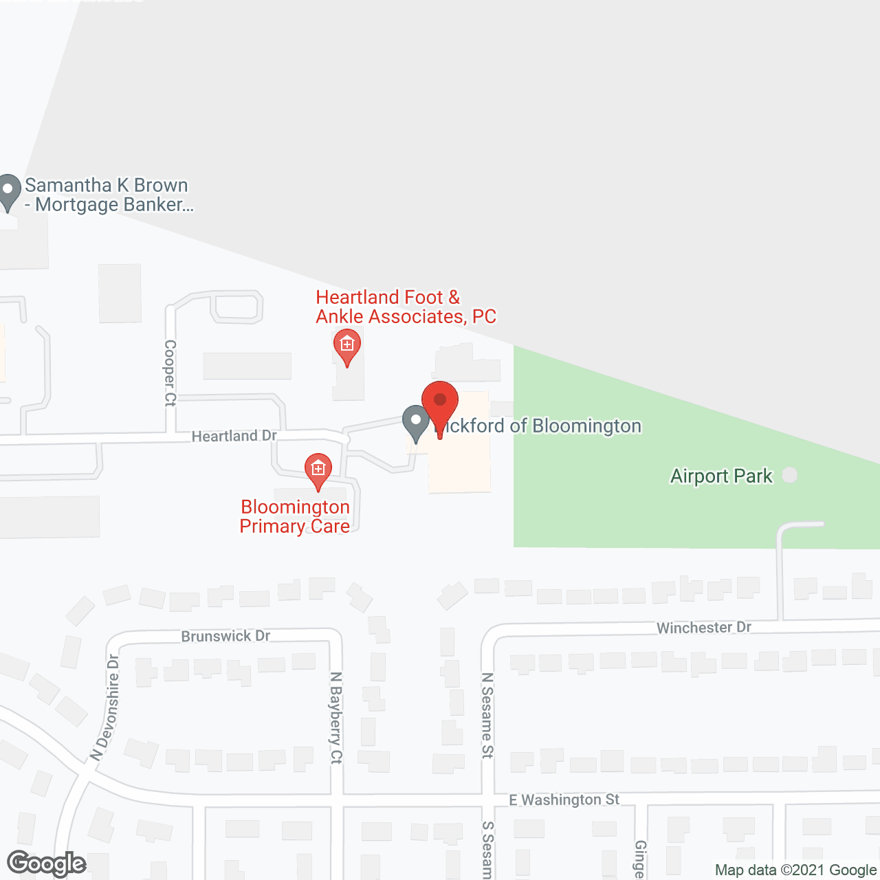 Map of the neighborhood around Bickford of Bloomington