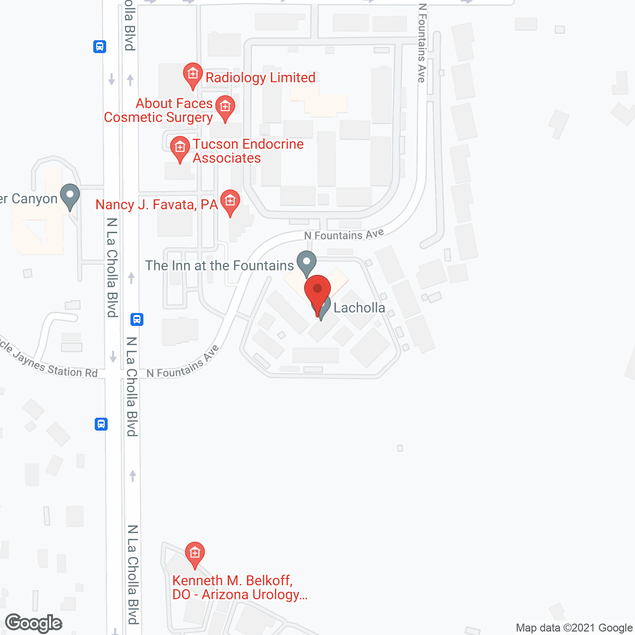 Map of the neighborhood around The Fountains at La Cholla