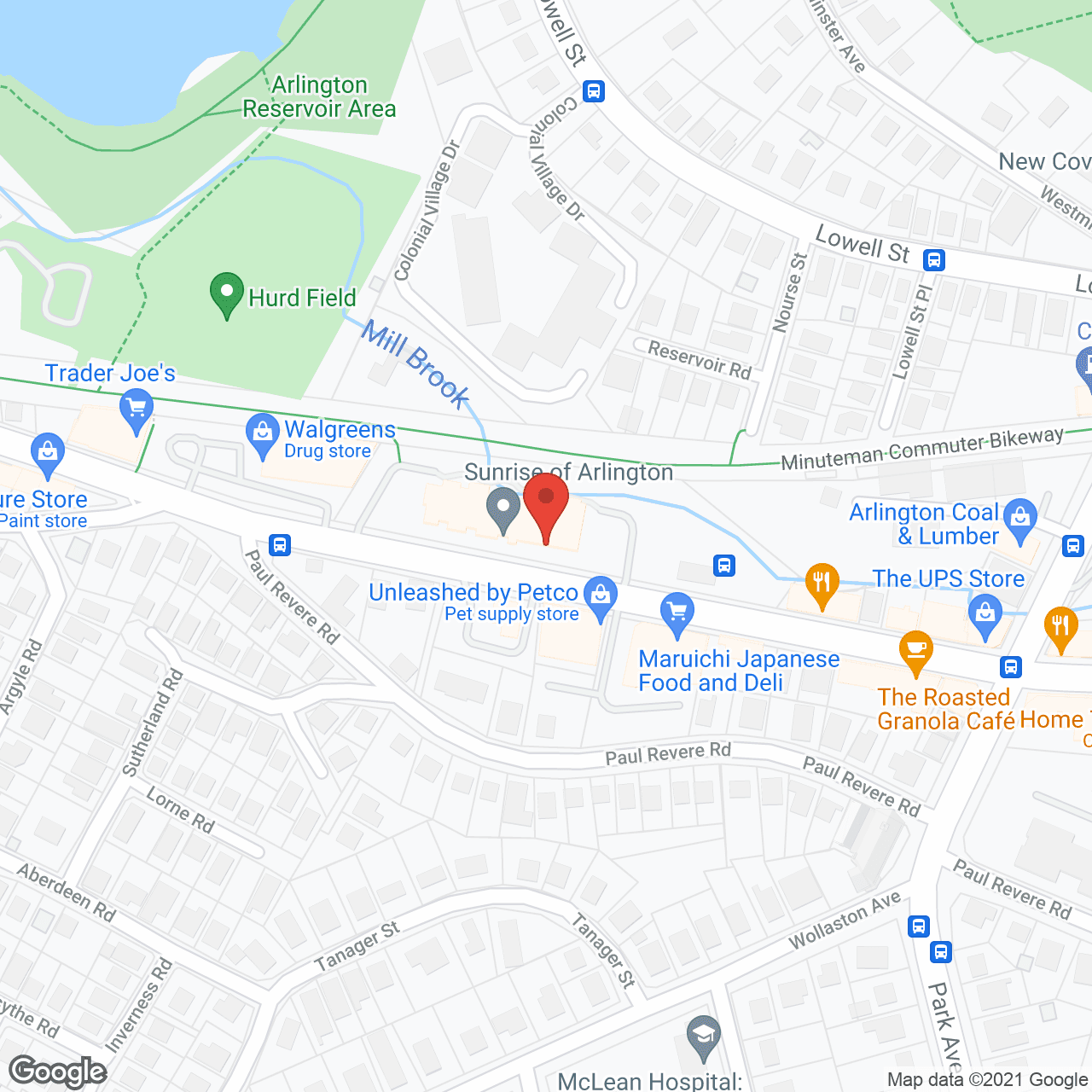 Map of the neighborhood around Sunrise of Arlington