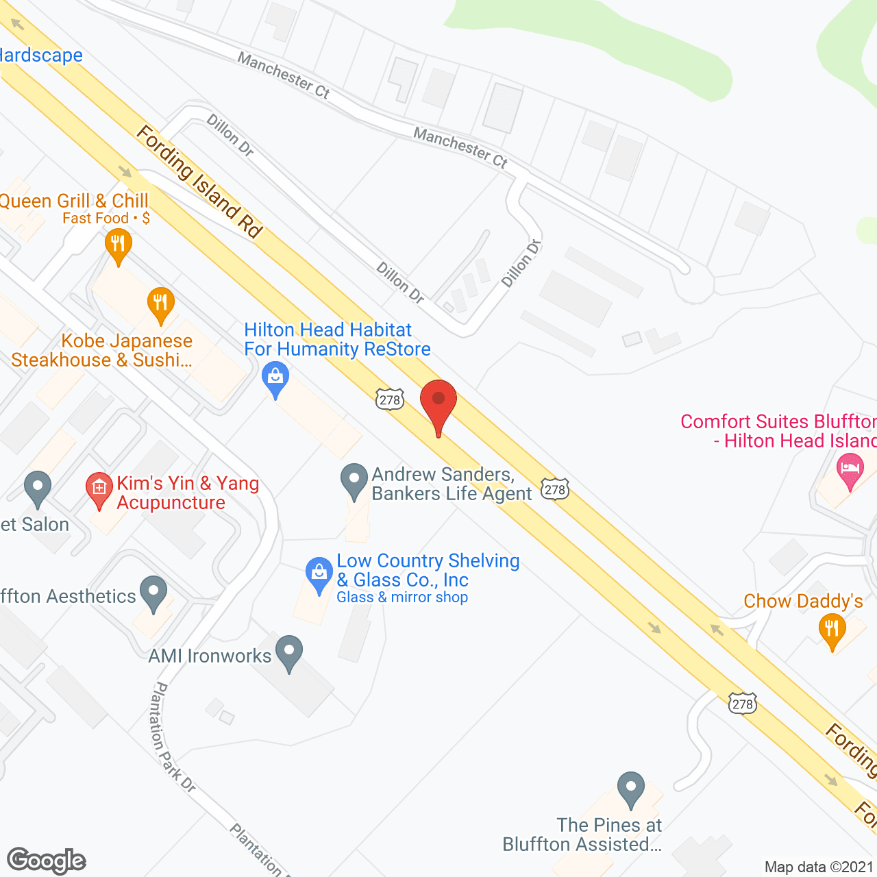 Map of the neighborhood around Pines at Bluffton