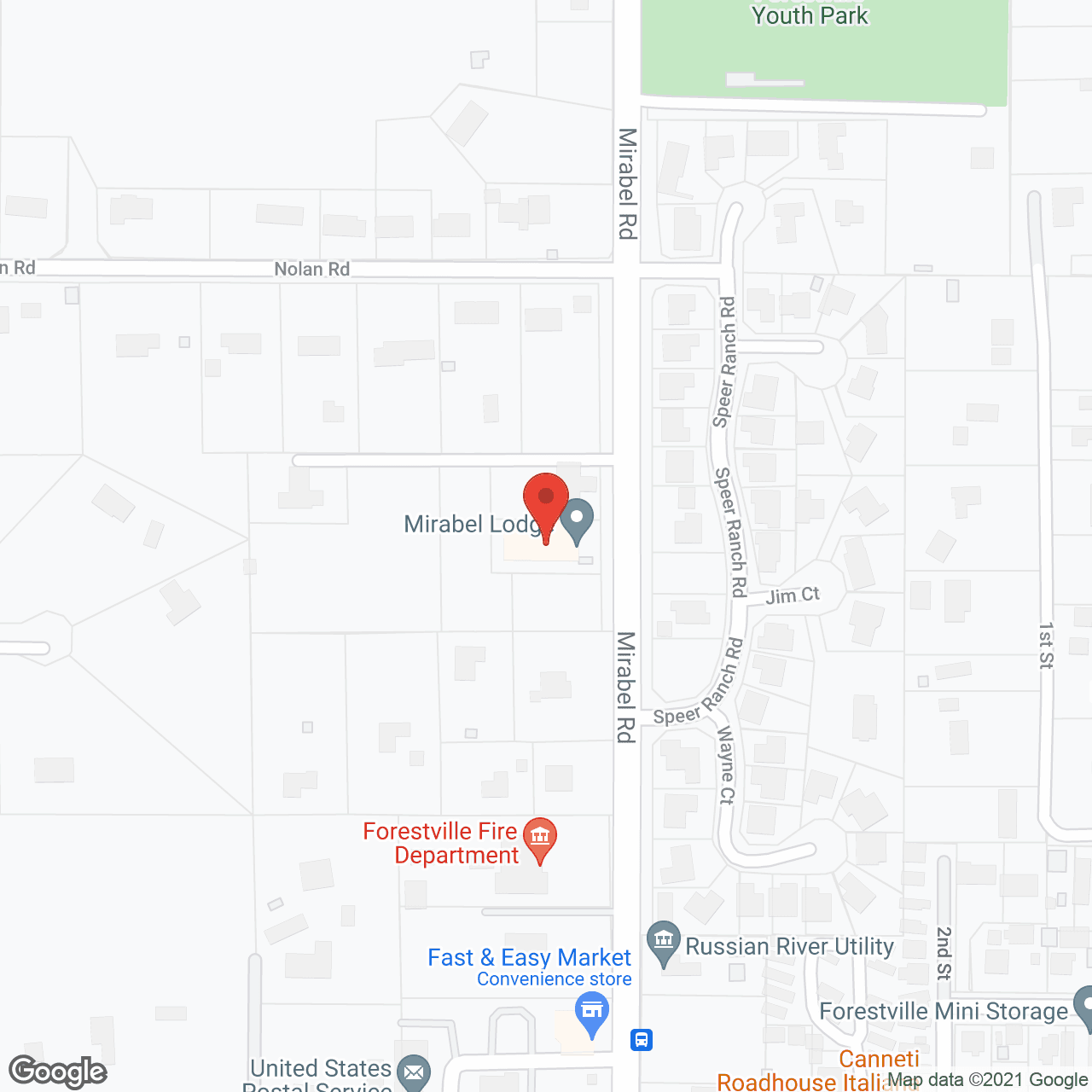 Map of the neighborhood around Mirabel Lodge