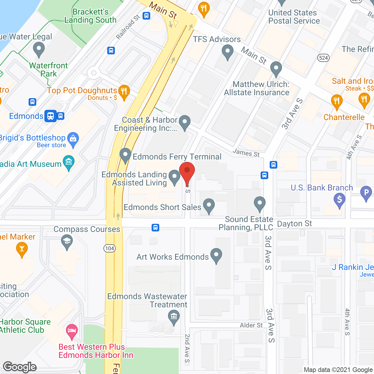 Map of the neighborhood around Edmonds Landing Retirement Community