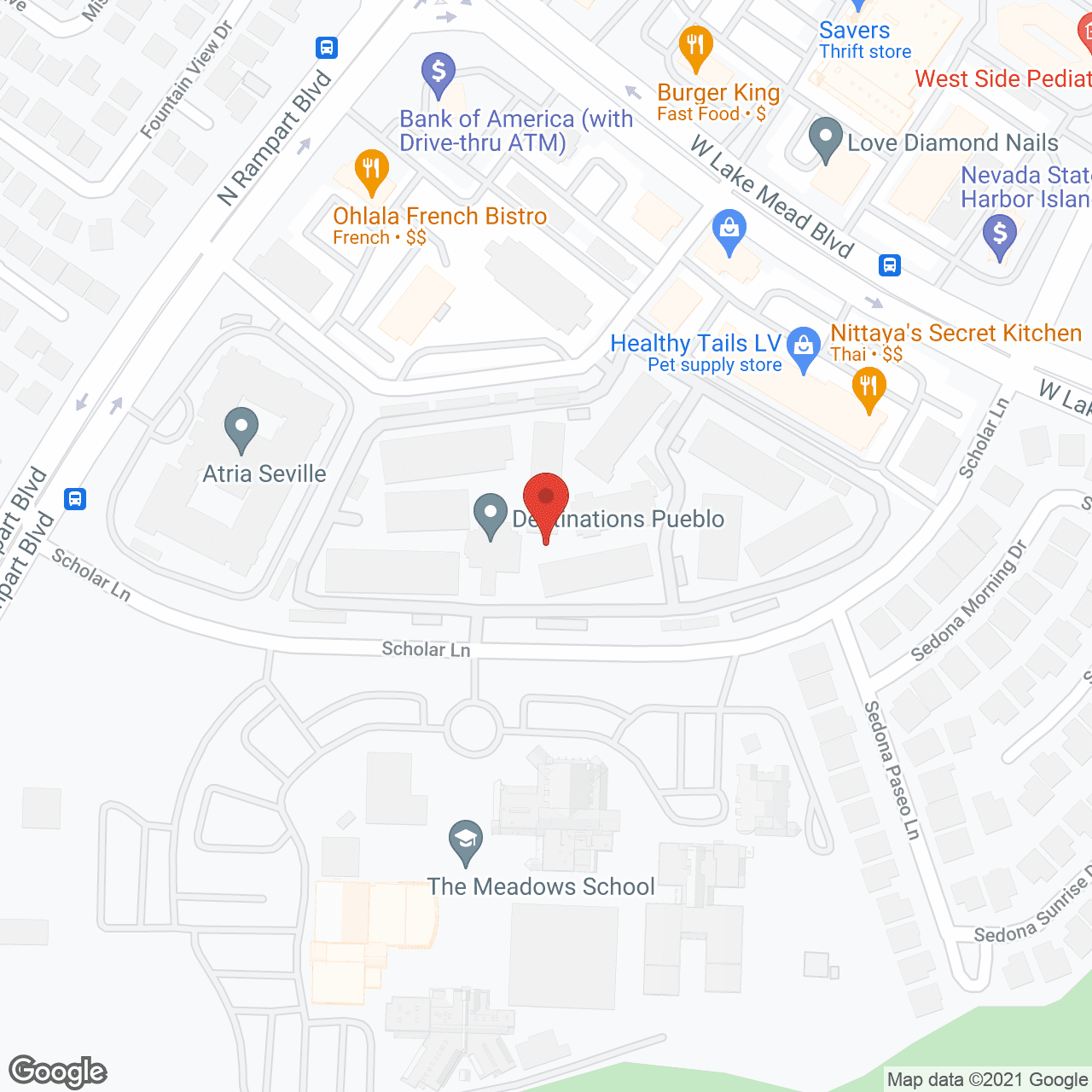 Map of the neighborhood around Destinations Pueblo