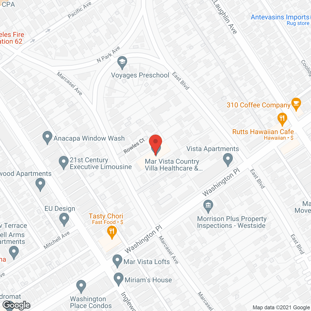 Map of the neighborhood around Country Villa Mar Vista