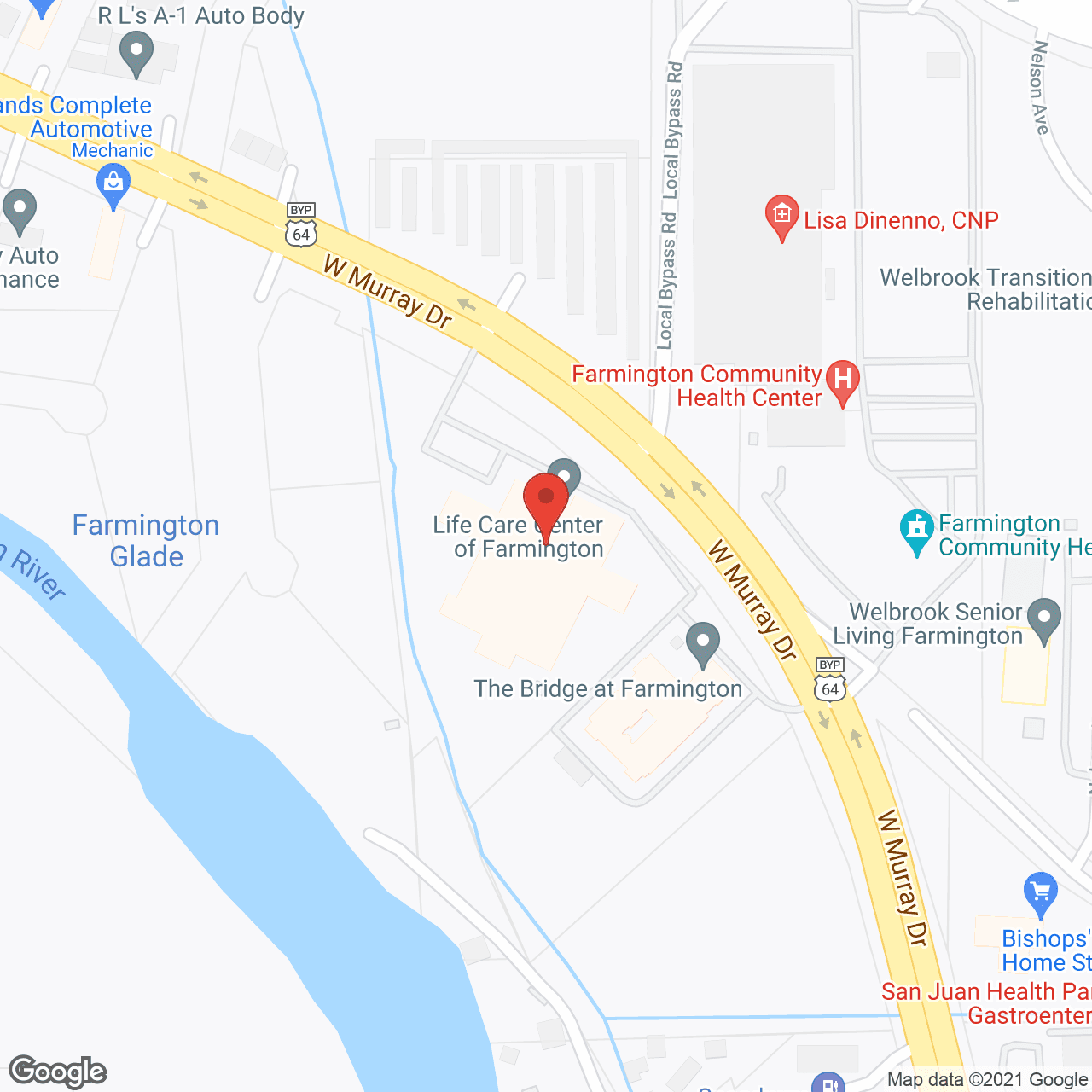 Map of the neighborhood around Life Care Ctr of Farmington
