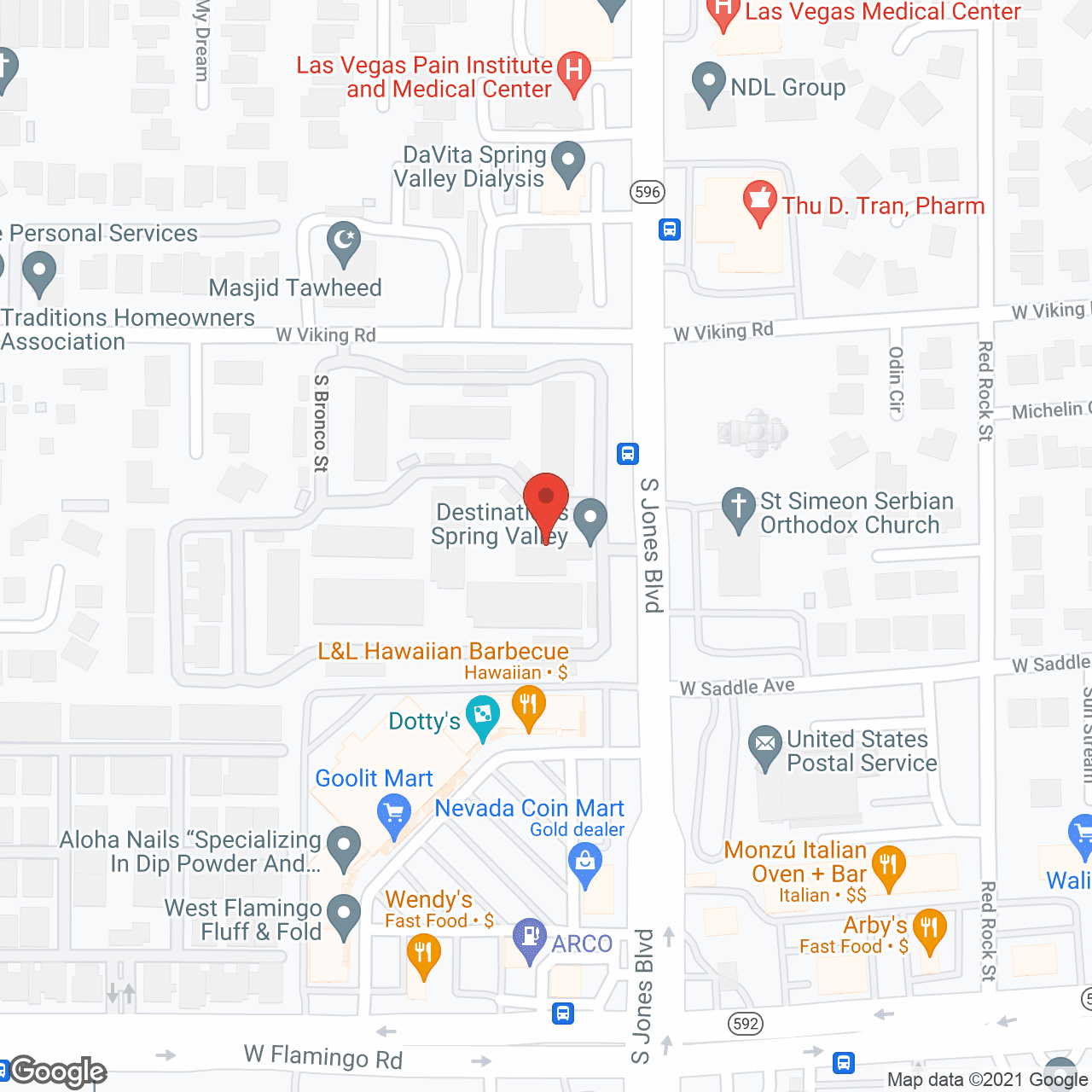 Map of the neighborhood around Destinations Spring Valley