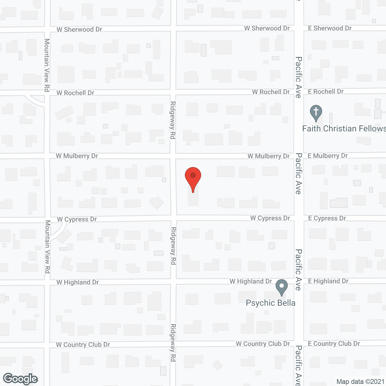 Map of the neighborhood around Sunshine Valley Elder Care