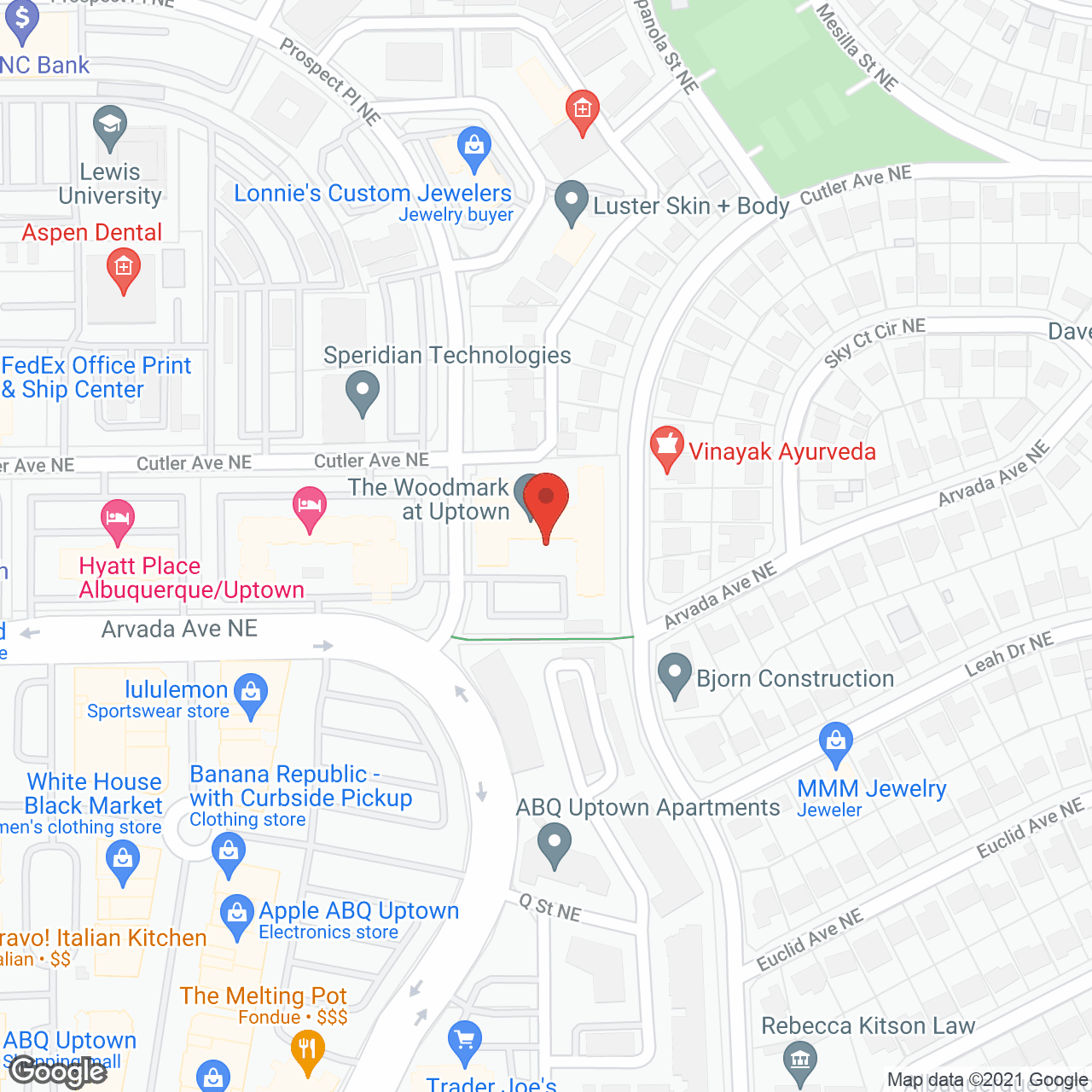 Map of the neighborhood around The Woodmark at Uptown