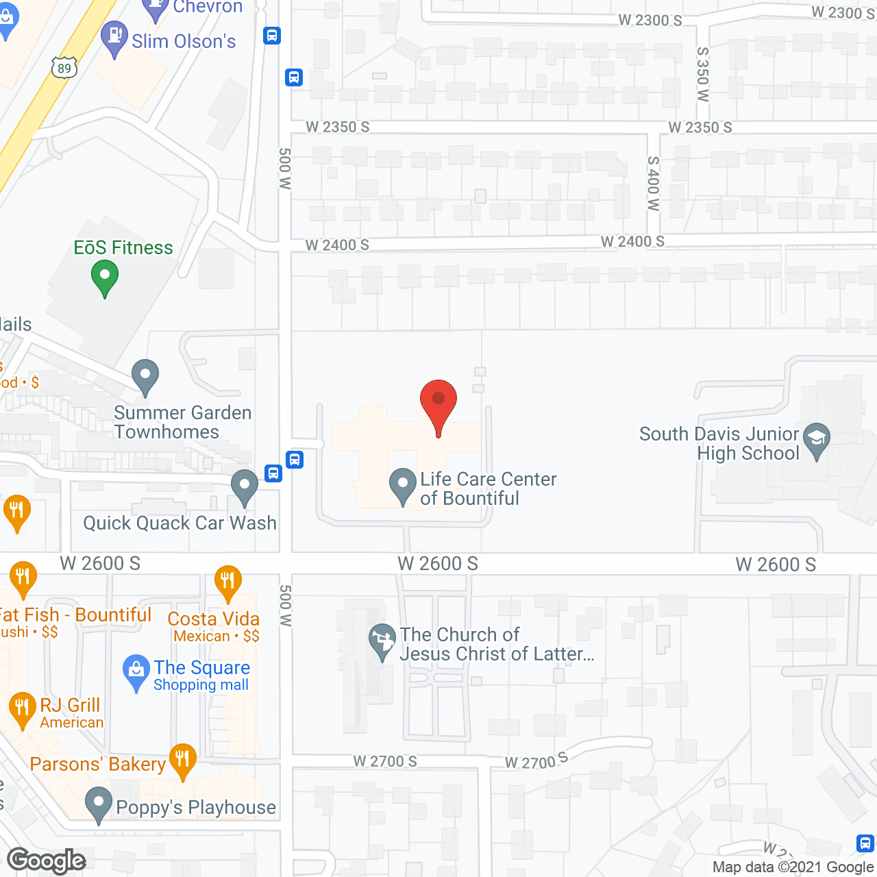 Map of the neighborhood around Life Care Ctr of Bountiful